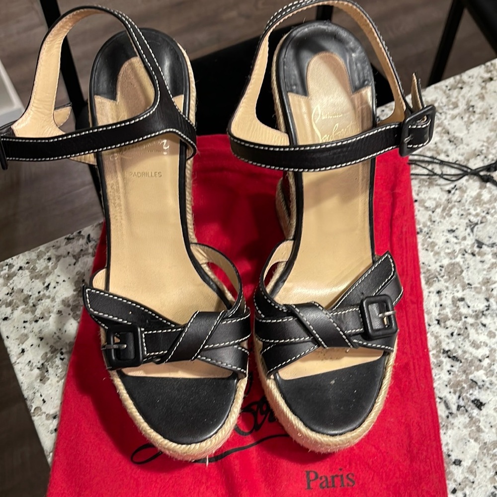 Christian Louboutin  black / beige espadrille size 40